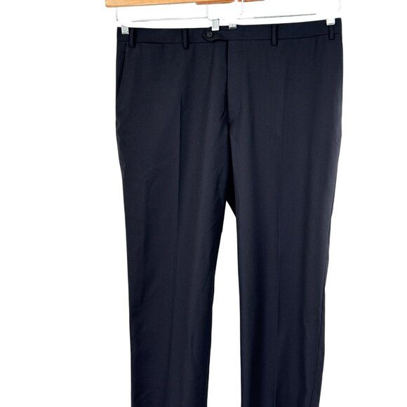 Canali Mens Wool Dress Pants Blue Flat-Front 40x29 - Picture 2 of 6